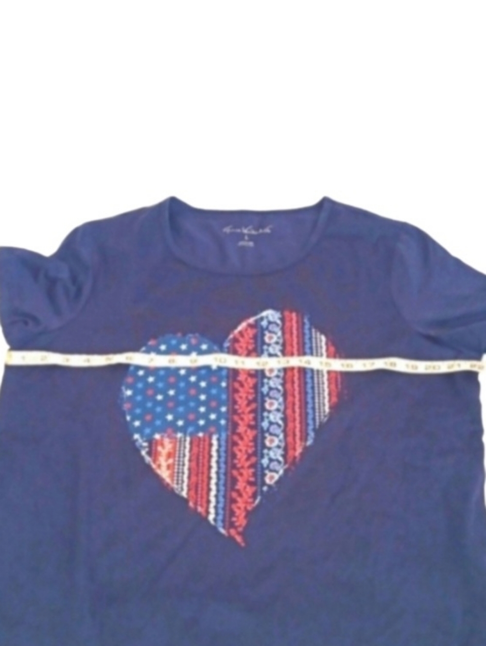 NWOT Gloria Vanderbilt Short Sleeve T-shirt | Heart Floral Flag - Picture 7 of 14
